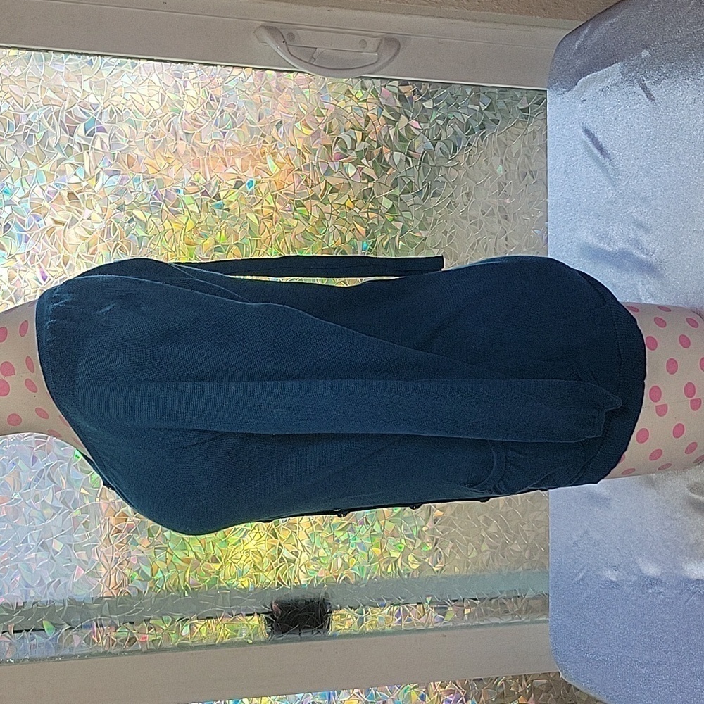 Y2k Vintage Juicy Couture Blue Cotton Button Up Cardigan Sweater SZ:M - Picture 2 of 11